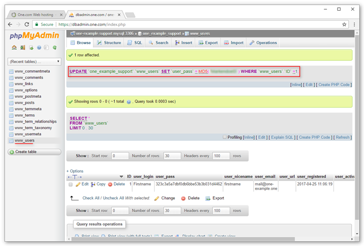 WordPress-Passwort geändert