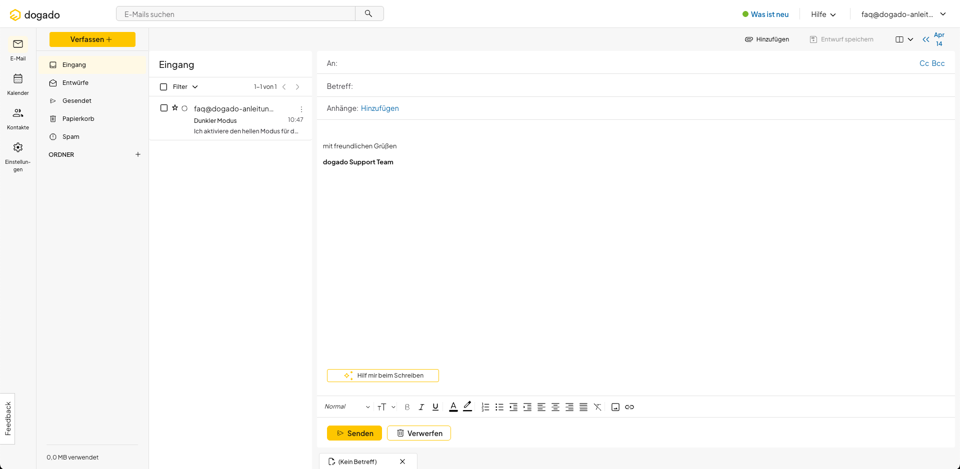 Eingefügte Signatur im Webmail