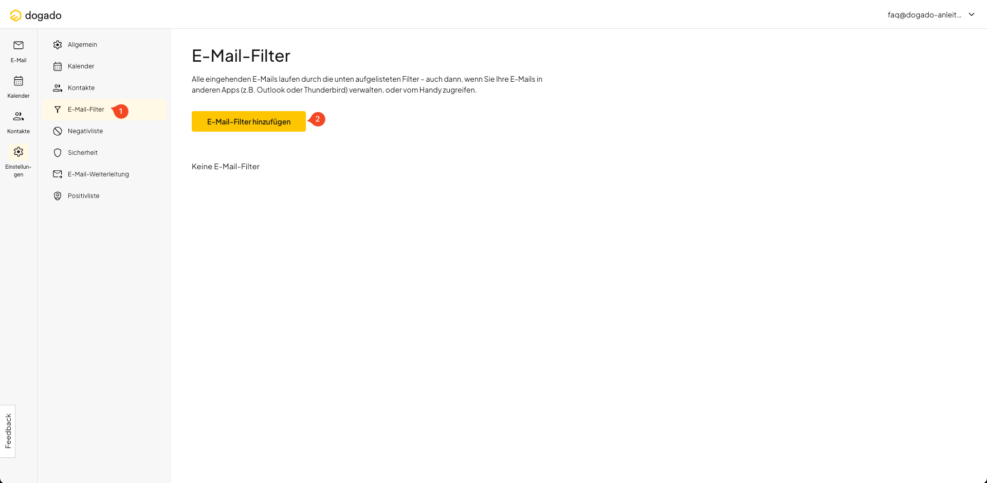 E-Mail-Filter im Webmail hinzufügen