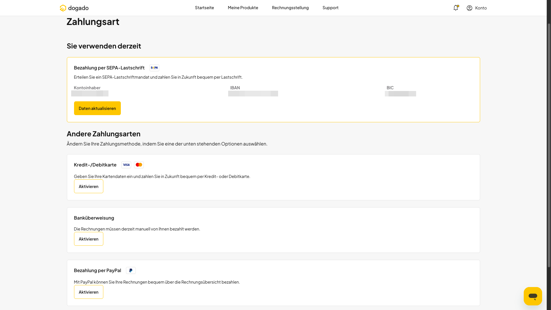 Bankverbindung für SEPA-Lastschrift in oneHome verwalten
