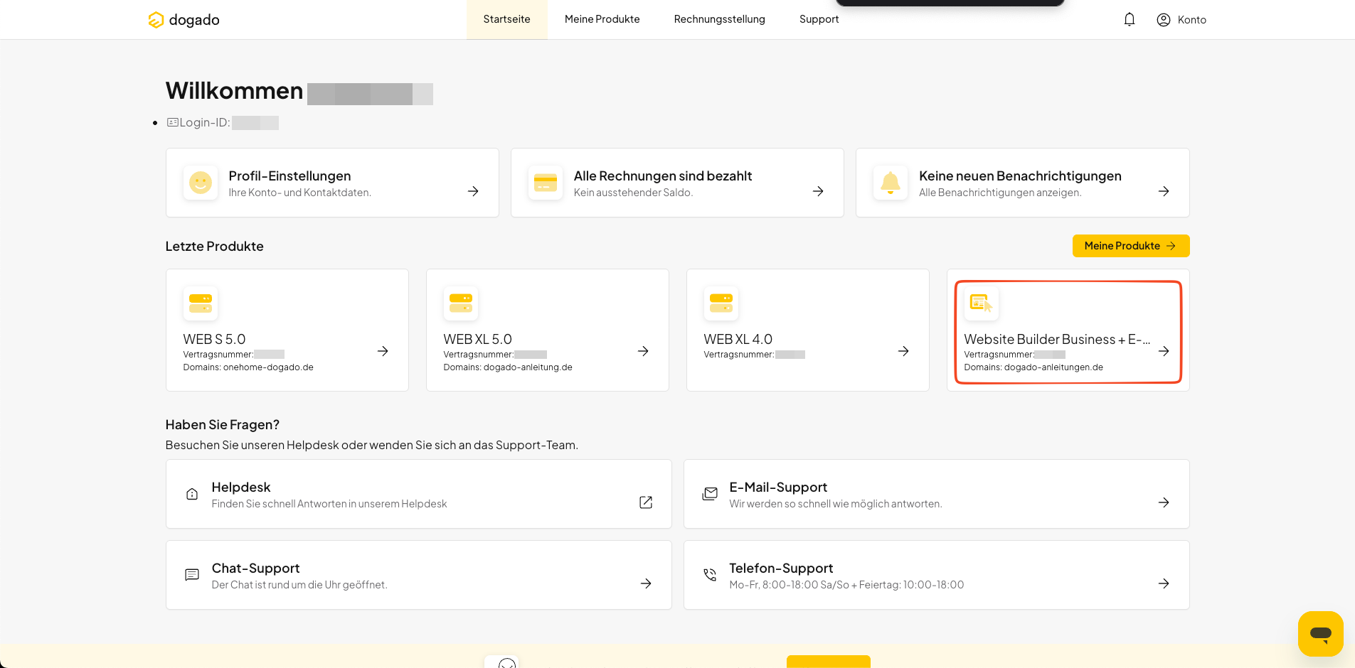 Homepage Baukasten in oneHome auswählen