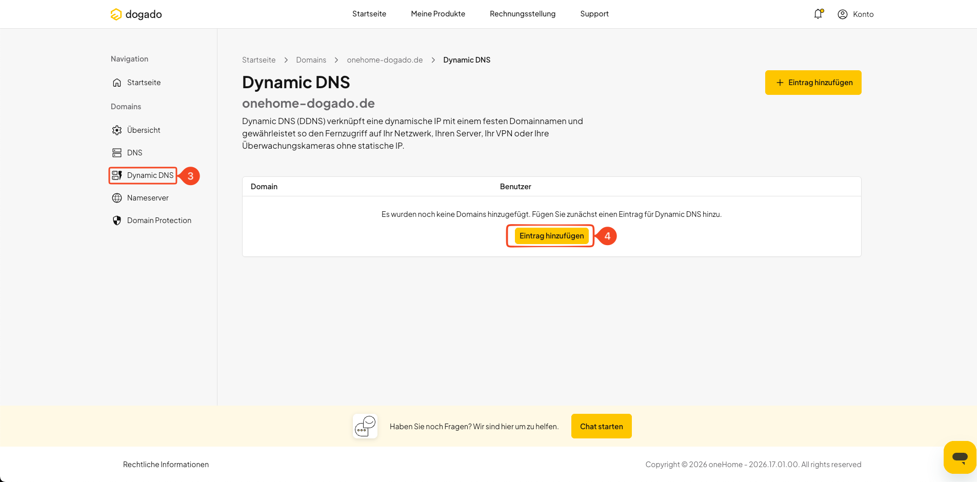 Dynamic DNS in der Nameserver-Verwaltung öffnen