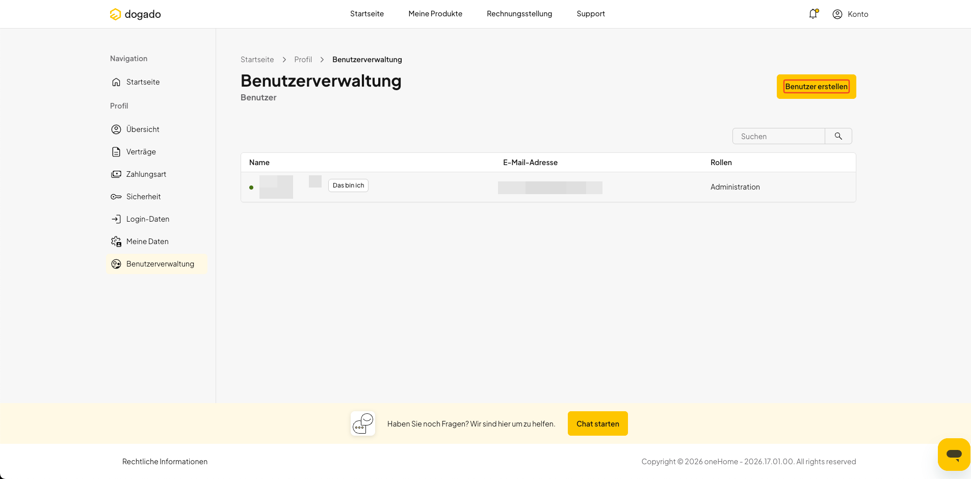 Neuen Benutzer in oneHome erstellen