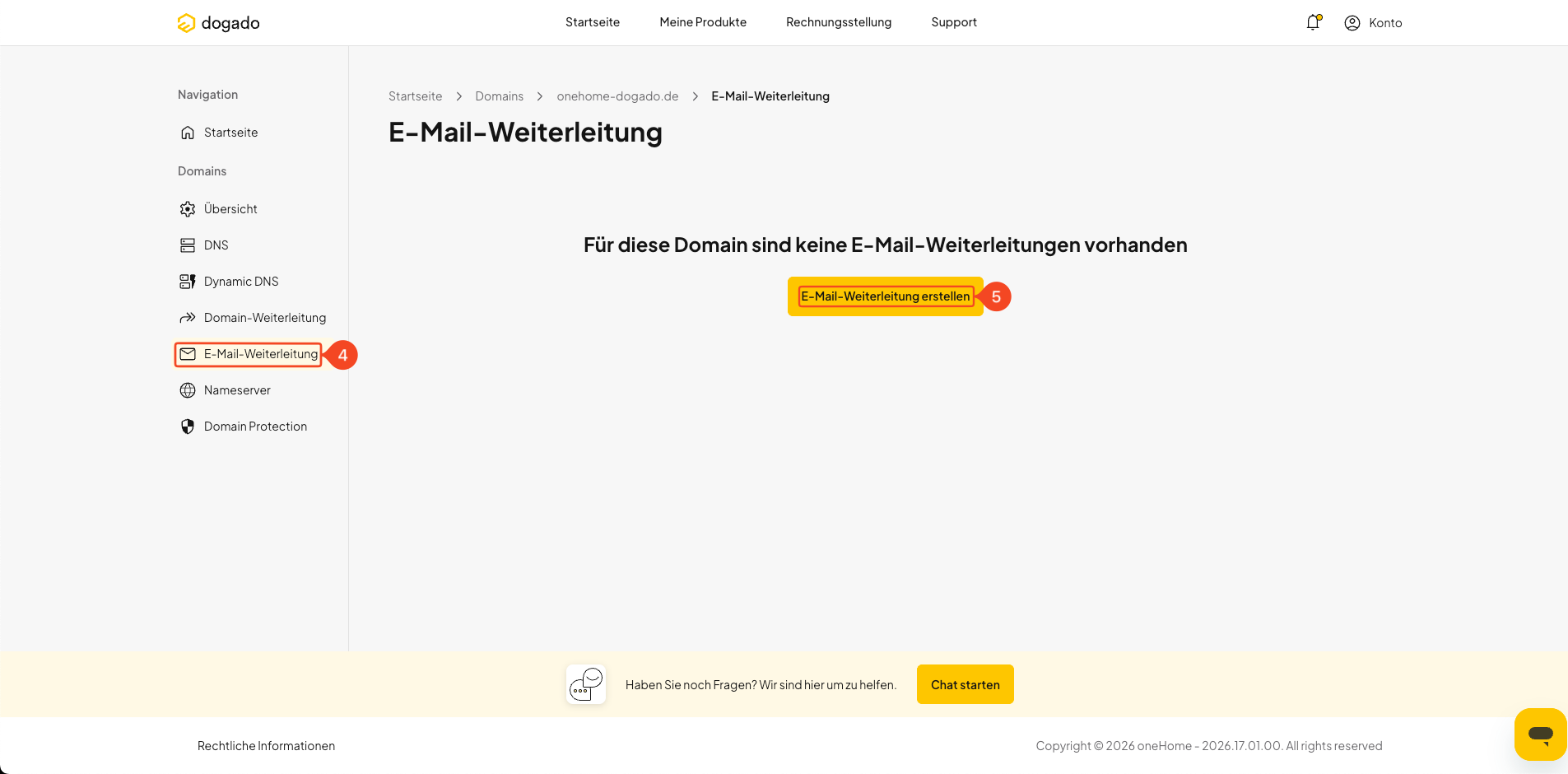 Neue E-Mail-Weiterleitung für eine Domain erstellen