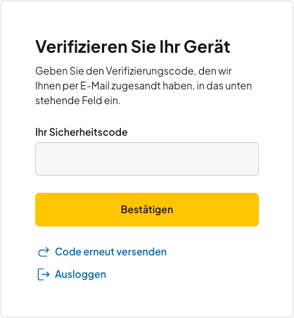 Validierungscode bei der Anmeldung auf einem neuen Gerät in oneHome eingeben